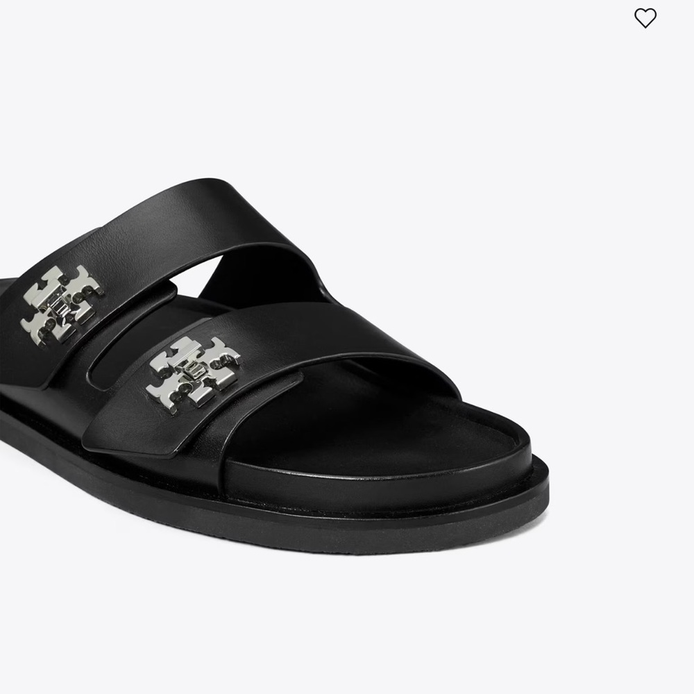 Tory Burch Black Turnlock Sport Slides with Silver Accents - Picture 4 of 6
